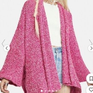 Free People Pink Waterfall Open Cardigan